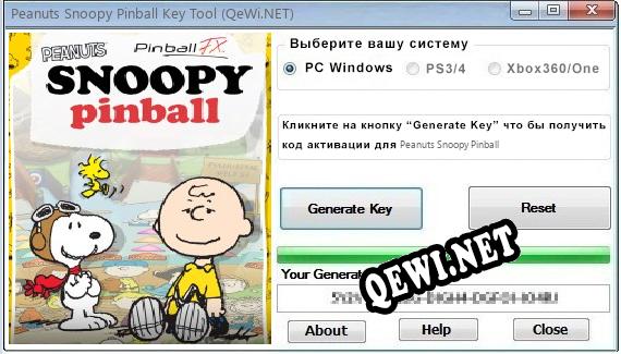Peanuts Snoopy Pinball ключ бесплатно