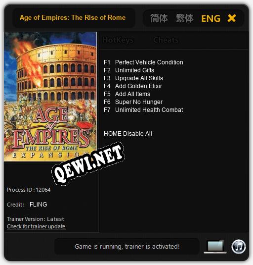 Трейнер для Age of Empires: The Rise of Rome [v1.0.1]