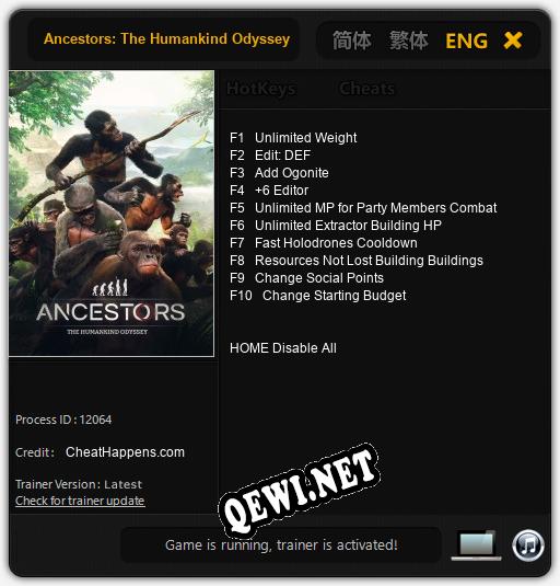 Ancestors: The Humankind Odyssey: ТРЕЙНЕР И ЧИТЫ (V1.0.14)