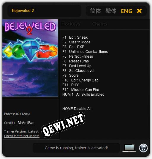 Трейнер для Bejeweled 2 [v1.0.8]