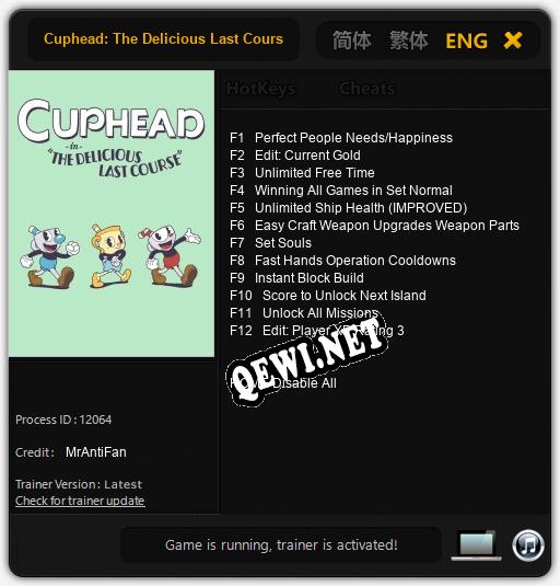 Cuphead: The Delicious Last Course: ТРЕЙНЕР И ЧИТЫ (V1.0.73)
