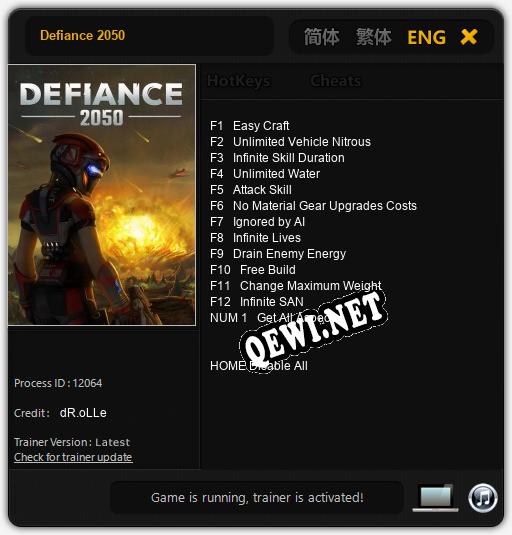 Defiance 2050: Читы, Трейнер +8 [FLiNG]