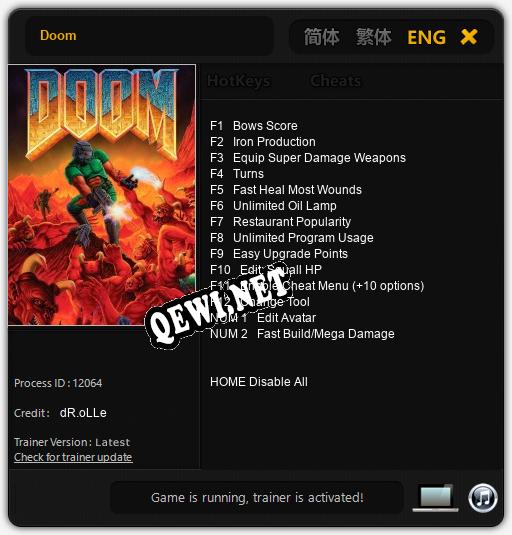 Doom: ТРЕЙНЕР И ЧИТЫ (V1.0.31)
