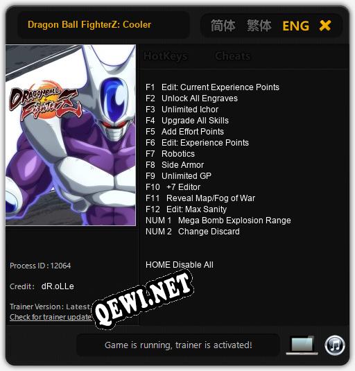 Dragon Ball FighterZ: Cooler: Читы, Трейнер +14 [dR.oLLe]