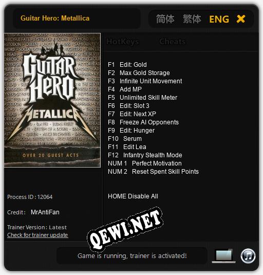 Guitar Hero: Metallica: ТРЕЙНЕР И ЧИТЫ (V1.0.14)