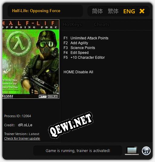 Half-Life: Opposing Force: ТРЕЙНЕР И ЧИТЫ (V1.0.35)