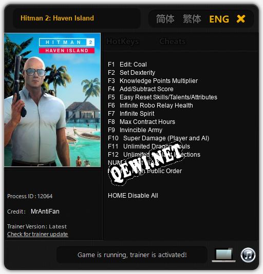 Hitman 2: Haven Island: Трейнер +9 [v1.6]