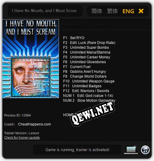 I Have No Mouth, and I Must Scream: ТРЕЙНЕР И ЧИТЫ (V1.0.64)