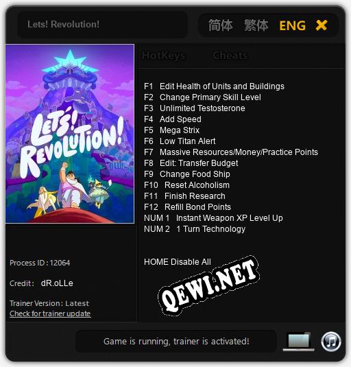 Lets! Revolution!: ТРЕЙНЕР И ЧИТЫ (V1.0.47)