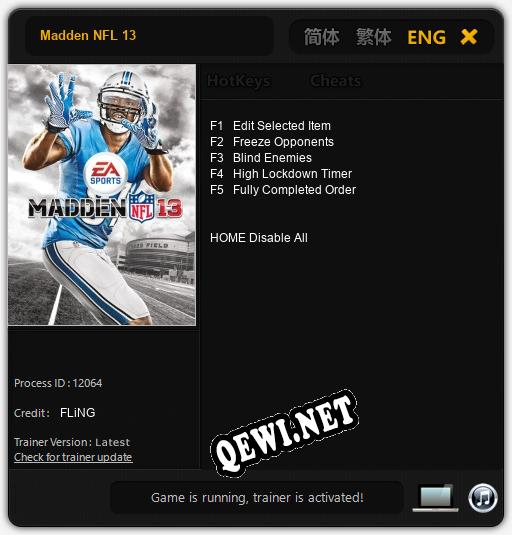 Madden NFL 13: Трейнер +9 [v1.3]