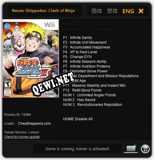 Naruto Shippuden: Clash of Ninja Revolution 3: Трейнер +8 [v1.2]