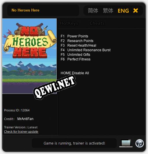 Трейнер для No Heroes Here [v1.0.5]