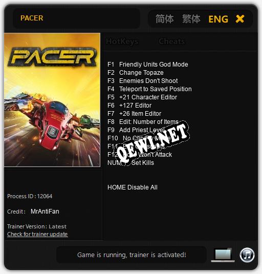 Pacer: Трейнер +12 [v1.7]