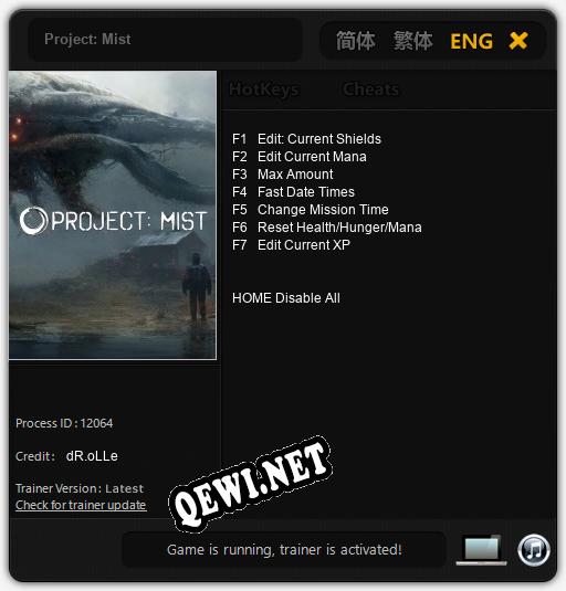 Project: Mist: ТРЕЙНЕР И ЧИТЫ (V1.0.90)