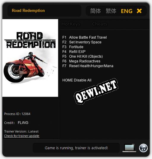 Трейнер для Road Redemption [v1.0.9]