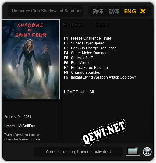 Romance Club Shadows of Saintfour: ТРЕЙНЕР И ЧИТЫ (V1.0.55)