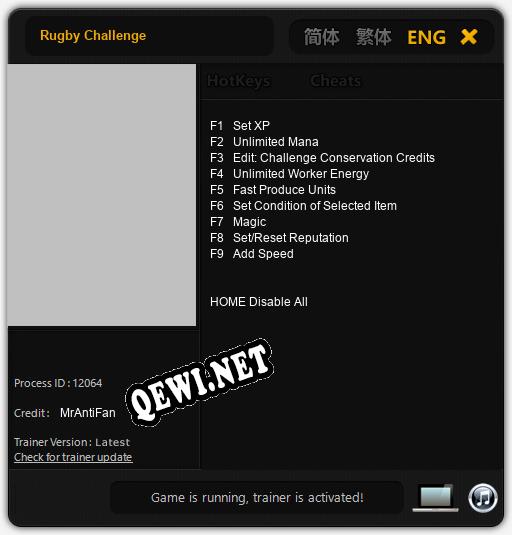 Rugby Challenge: Читы, Трейнер +5 [CheatHappens.com]