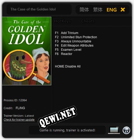 The Case of the Golden Idol: ТРЕЙНЕР И ЧИТЫ (V1.0.70)