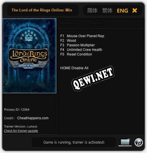 The Lord of the Rings Online: Mines of Moria: Трейнер +7 [v1.2]