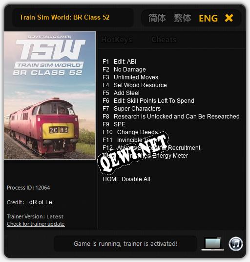 Трейнер для Train Sim World: BR Class 52 [v1.0.6]