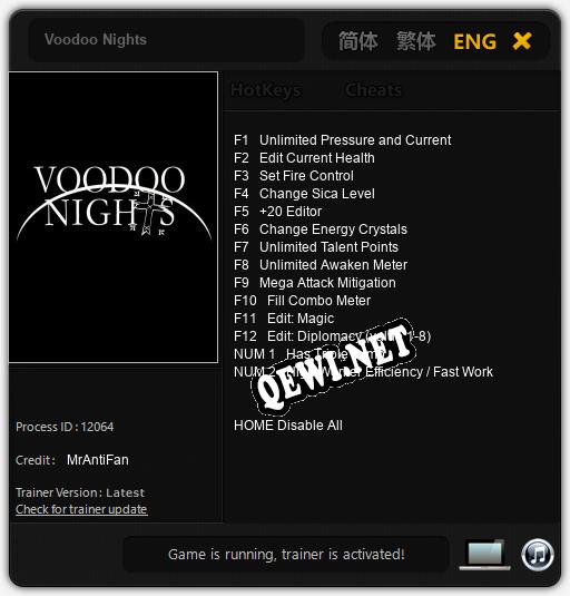 Voodoo Nights: ТРЕЙНЕР И ЧИТЫ (V1.0.9)