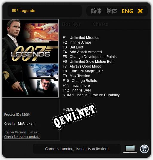007 Legends: Трейнер +13 [v1.5]