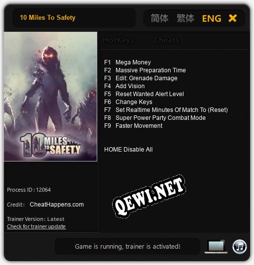 Трейнер для 10 Miles To Safety [v1.0.9]
