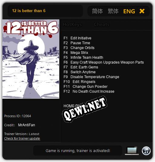 12 is better than 6: Трейнер +12 [v1.6]