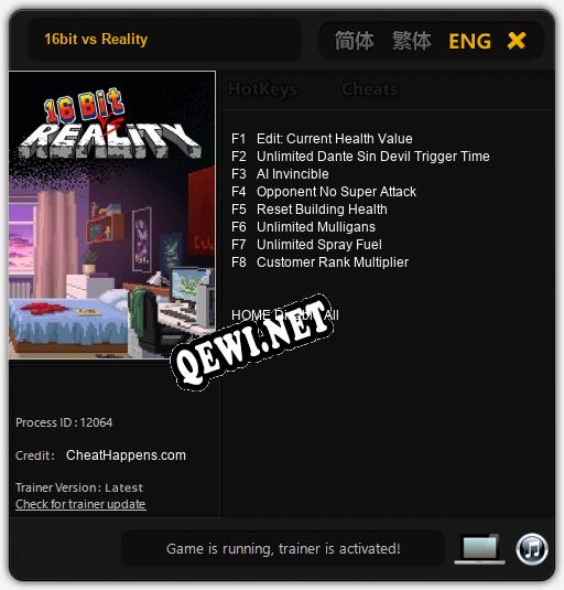 16bit vs Reality: Читы, Трейнер +8 [CheatHappens.com]