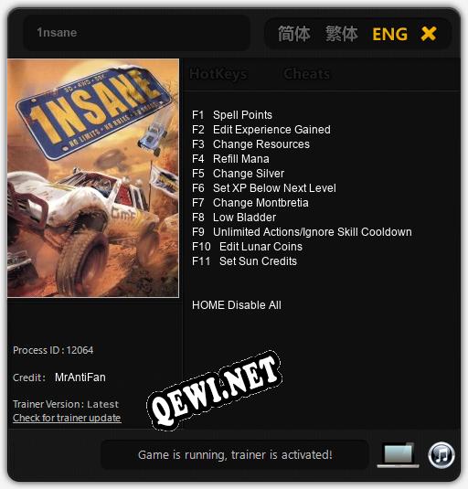 1nsane: Трейнер +11 [v1.4]