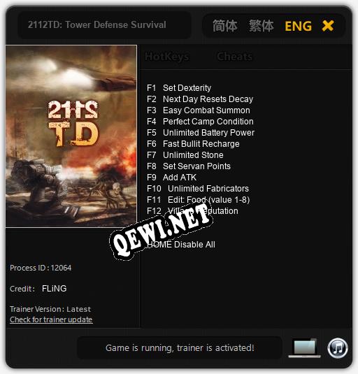 Трейнер для 2112TD: Tower Defense Survival [v1.0.9]