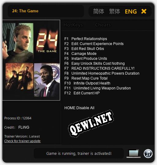 Трейнер для 24: The Game [v1.0.9]