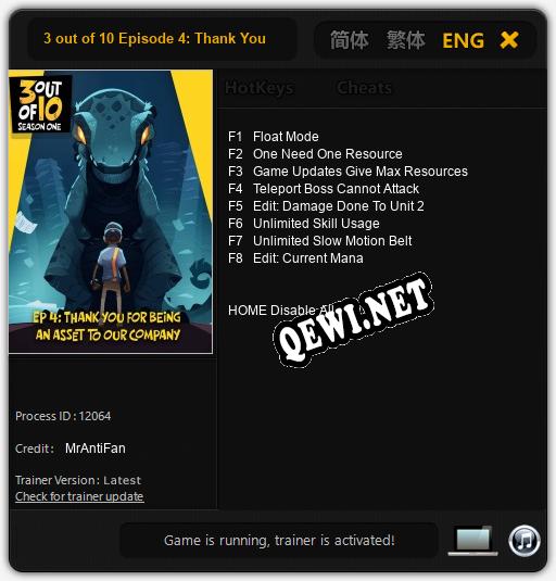 3 out of 10 Episode 4: Thank You For Being An Asset: Читы, Трейнер +8 [MrAntiFan]