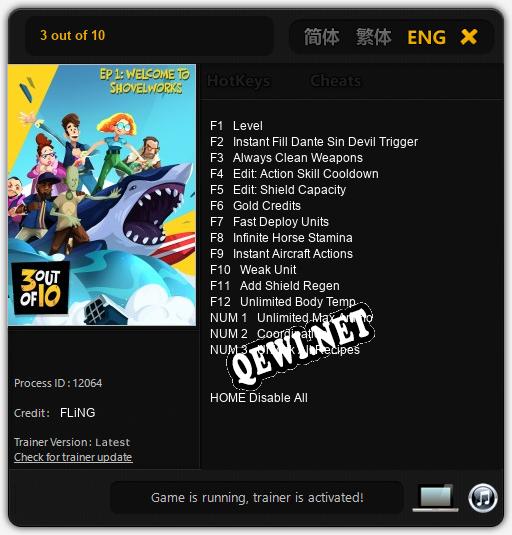 Трейнер для 3 out of 10 [v1.0.1]