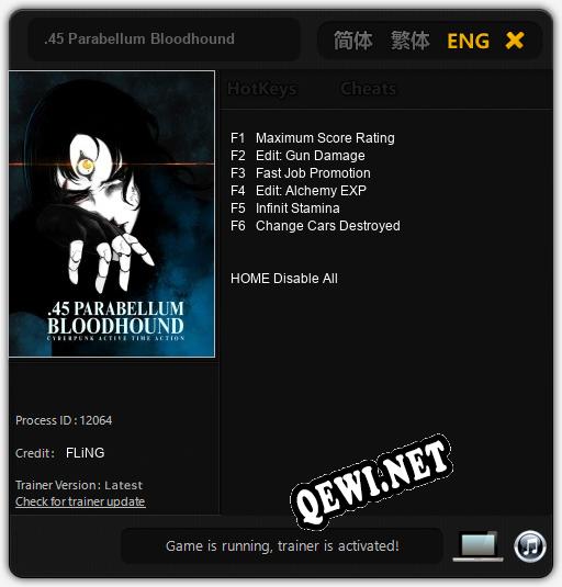 Трейнер для .45 Parabellum Bloodhound [v1.0.5]