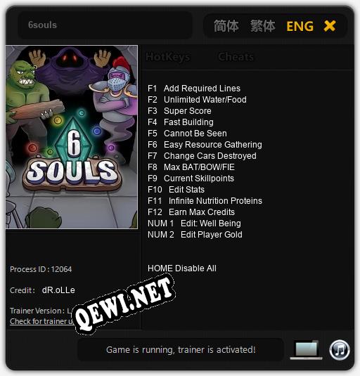 Трейнер для 6souls [v1.0.3]