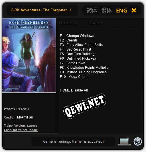 8-Bit Adventures: The Forgotten Journey: Трейнер +10 [v1.7]