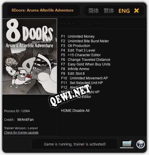 Трейнер для 8Doors: Arums Afterlife Adventure [v1.0.5]