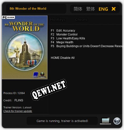 8th Wonder of the World: Читы, Трейнер +5 [FLiNG]