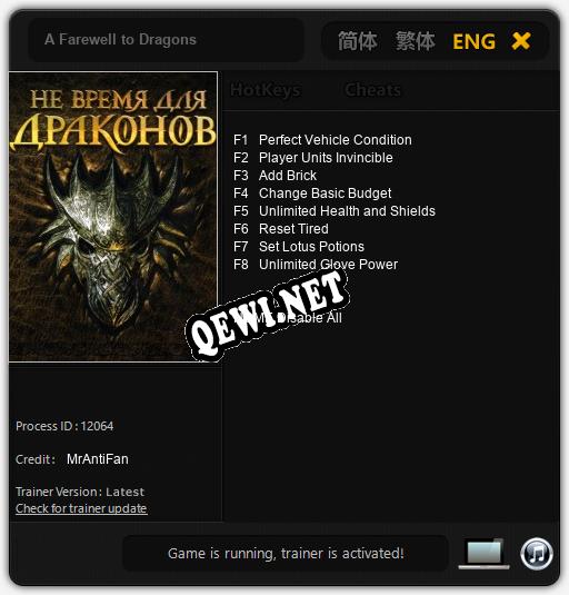 A Farewell to Dragons: Трейнер +8 [v1.8]