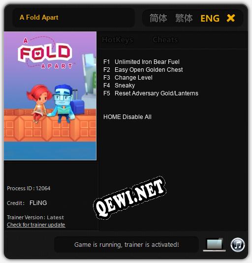 Трейнер для A Fold Apart [v1.0.8]