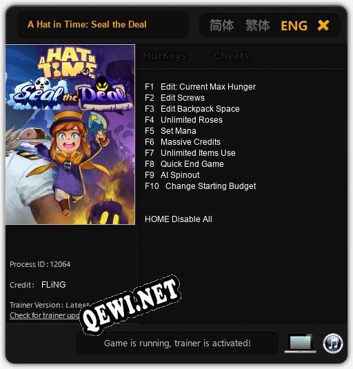 Трейнер для A Hat in Time: Seal the Deal [v1.0.8]