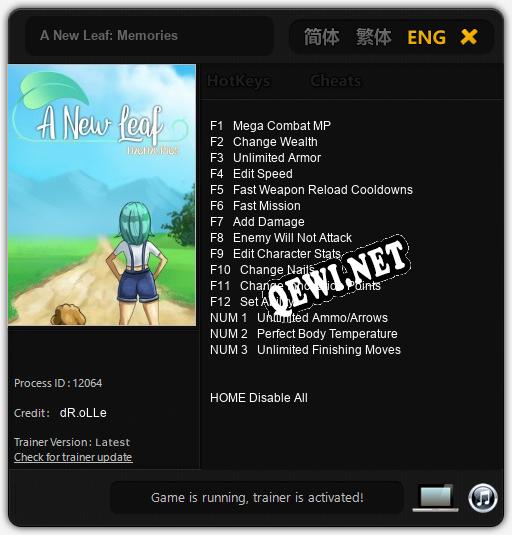 Трейнер для A New Leaf: Memories [v1.0.3]