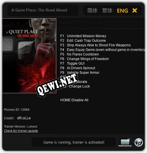 A Quiet Place: The Road Ahead: ТРЕЙНЕР И ЧИТЫ (V1.0.69)