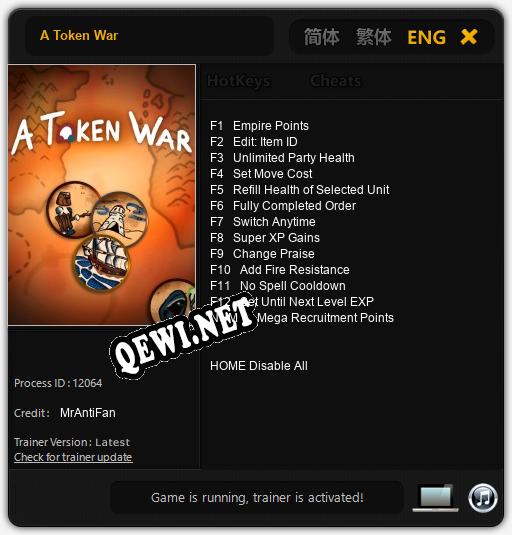 Трейнер для A Token War [v1.0.8]