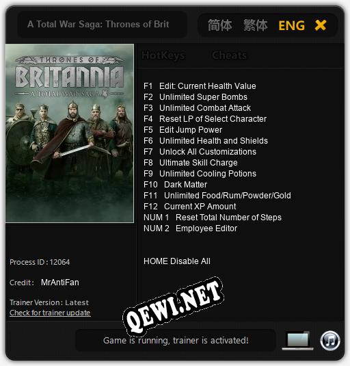 Трейнер для A Total War Saga: Thrones of Britannia [v1.0.1]