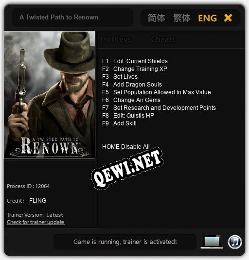 A Twisted Path to Renown: ТРЕЙНЕР И ЧИТЫ (V1.0.72)