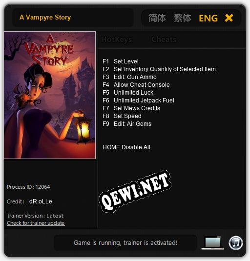 Трейнер для A Vampyre Story [v1.0.1]