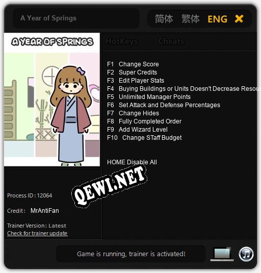 Трейнер для A Year of Springs [v1.0.6]