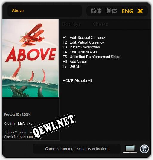 Above: Читы, Трейнер +7 [MrAntiFan]